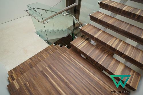 Cầu thang gỗ óc chó hiện đại kiểu Mỹ WT - 0004